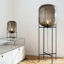 Axyaa Nordic Industrial Smoke Glass Floor Lamp