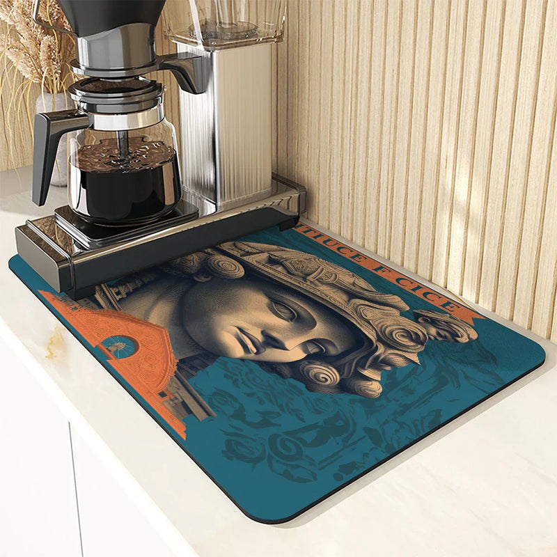 Axyaa Absorbent Sculpture Pattern Drying Mat - Kitchen & Bathroom Tableware Pad