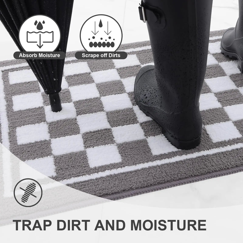 Axyaa Muddy Paws Lattice Indoor Absorbent Door Mat Grey 43x76