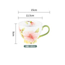 Axyaa Hand Painted Flower Ceramic Coffee Cup Large Capacity 480ml