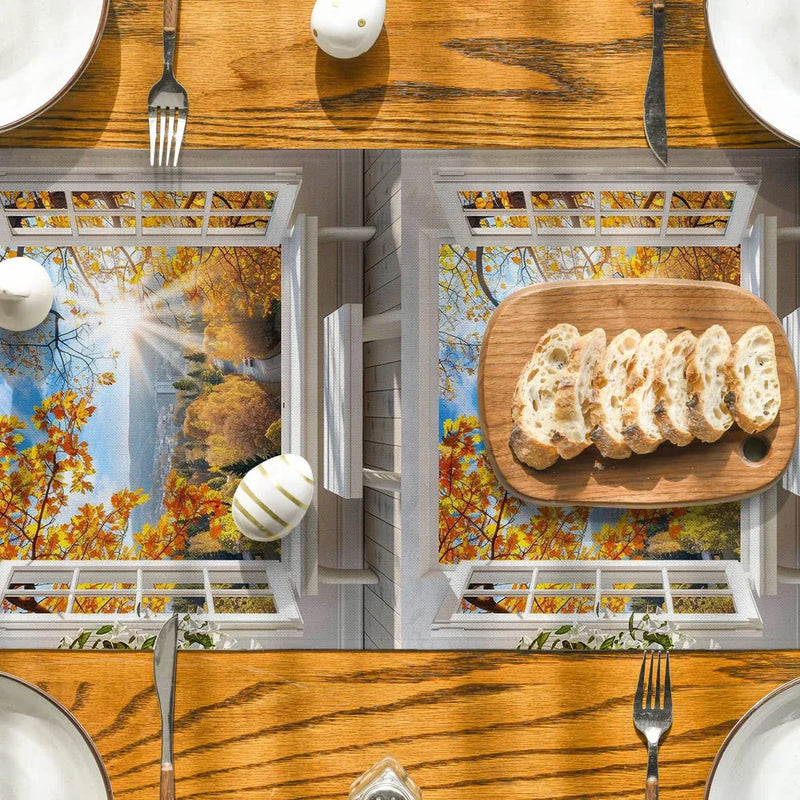 Axyaa Autumn Farmhouse Table Runner for Kitchen Dining Decor