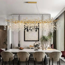 Axyaa Gold Branch Crystal Chandelier Light - Rectangular Ceiling Chandelier