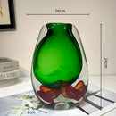 Axyaa Double Color Vase & Fruit Tray: Clear Desktop Storage & Terrarium
