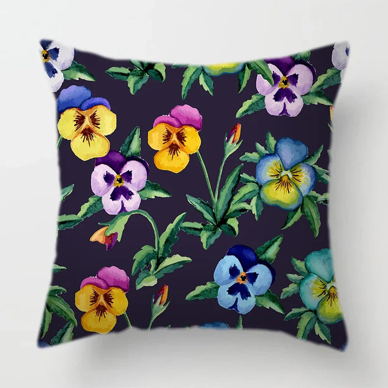 Tropical Plants Parrot Feather Cushion Cover for Sofa by Axyaa