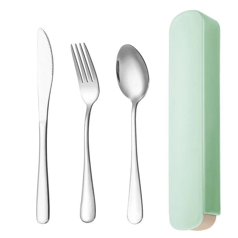 Axyaa Stainless Steel Tableware Set - Spoon, Knife, Fork - Simple and Portable for Home or Dorm