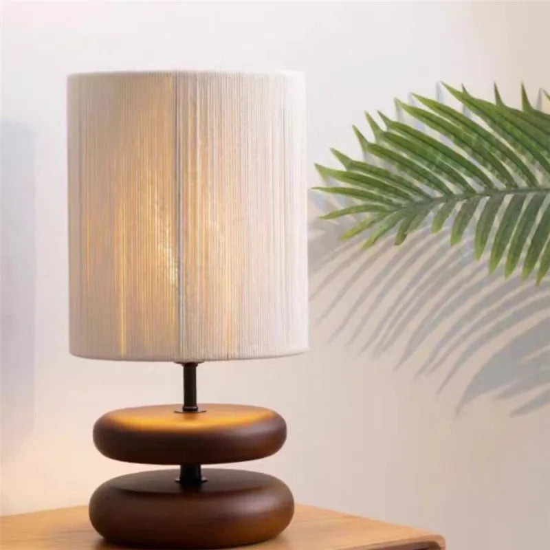 Axyaa Solid Wood Table Lamp: Japanese Style Bedside Ambient Light for Bedroom or Living Room