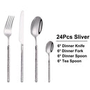 Axyaa Stainless Steel Cutlery Set with Mirror Hammer Pattern Handle