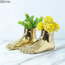 Axyaa Foot-shaped Ceramic Flower Vase Desktop Decorative Hydroponic Vase Craft