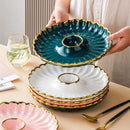 Axya Ceramic Round Snack Plate Set with Dip Dish - Phnom Penh Porcelain Tableware
