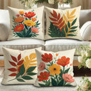 Axyaa Tropical Floral Pillow Covers - Modern Rustic Design, Vibrant Botanical Print