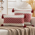 Axyaa Boho Diamond Jacquard Cushion Cover with Tassels for Home Decor