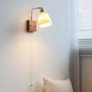 Axyaa Vintage Brass Ceramic LED Wall Lamp with Pull Chain Switch