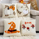 Axyaa Halloween Velvet Pumpkin Ghost Pillowcase Embroidered Cushion Cover