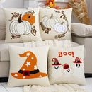 Axyaa Halloween Velvet Pumpkin Ghost Pillowcase - Home Decor Embroidered Cushion Cover