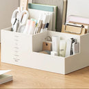 Axyaa Desktop Stationery Organizer - Plastic Compartments for Pens, Notebooks, and Office Supplies