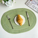 Axyaa Cream Oval Braided Placemats - Set of 6/10pcs, 35x50cm, Woven Table Mats