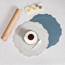 Axyaa Flower PU Table Placemat Set Kitchen Mat Grey Cream Green