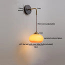 Axyaa Modern Nordic Glass Shade Wood Wall Light Switch Luxury Round Glass