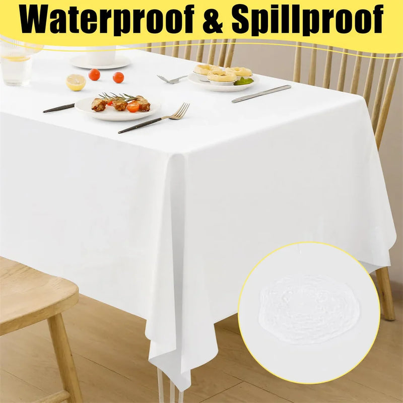 Axyaa Rectangle Disposable Waterproof Vinyl Tablecloth Pack of 10