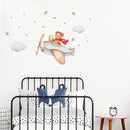 Axyaa Bear Airplane Wall Stickers for Kids Room - Cute Animals Nursery Decals