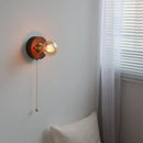 Axyaa Vintage LED Wall Lamp Pull Chain Switch Plug, Walnut Ash Wood Copper