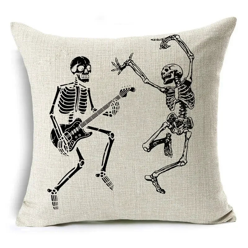 Axyaa Bone Cartoon Cushion Cover - Halloween Themed Decorative Pillow Case