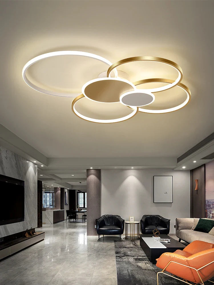 Nordic Round LED Ceiling Chandelier by Axyaa for Home Decor Lighting