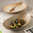 Axyaa Japanese Retro Ceramic Tableware Oval Bowl Salad Plate Set