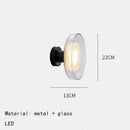Axyaa Loft LED Wall Lamp Clear Gray Glass Sconce Black Metal