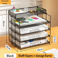 Axyaa Stackable Tray Organizer Set for Desk with Paper, Letter, Accessories - Black