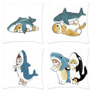 Axyaa Cat Shark Pillow Case: Kawaii Sofa Cushion Cover 45x45cm