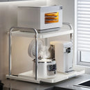 Axyaa Sliding Microwave Shelf 2-layer Storage Rack Stainless Steel Kitchen Organizer