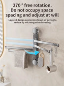 Axyaa Multi-Bar Folding Towel Rack - Rotating, Suction Cup Mounted