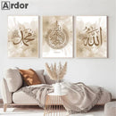 Pink Flowers Islamic Canvas Poster Allah Name Calligraphy Wall Art Axyaa Home Decor