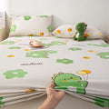 Axyaa Coarse Cotton Printed Fitted Sheet - Non-Slip Dust Cover Protector