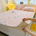 Axyaa Plush Velvet Mattress Topper Quilted Cover Bed Mat Linen Protection Pad