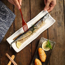 Axyaa Ceramic Sushi Sashimi Plate Set - Hotel Quality Saury Long Square