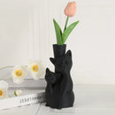Axyaa Bohemian Cat Vase - Black Cylindrical Home Decor for Flowers