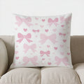 Axyaa Pink Bows & Hearts Pattern Pillow Cover for Sofa, Bedroom, Car