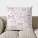 Axyaa Pink Bows & Hearts Pattern Pillow Cover for Sofa, Bedroom, Car