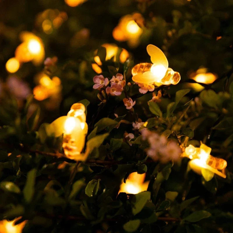 Axyaa Solar Bee String Lights: 8 Modes, Waterproof Outdoor Fairy Light for Garden Party