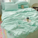 Axyaa Solid Color Summer Cool Quilt Set - Soybean Fiber Seersucker Air Conditioner Quilt