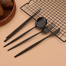 Axyaa 12-Piece Luxury Korean Tableware Set - Stainless Steel Cutlery Fork Spoon Chopsticks