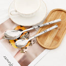 Axyaa 24Pcs Stainless Steel Cutlery Set with Imitation Wood Handle