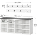 Axyaa Shoe Storage Bench with Cushion, 12-Cubby Organizer, 39.4L Capacity
