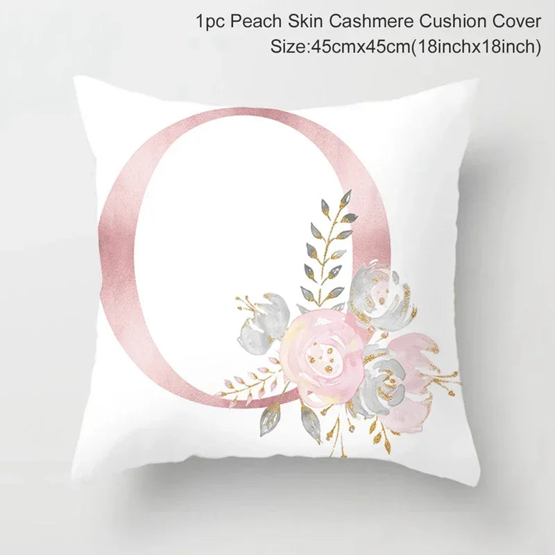 Axyaa Pink Letterwork Cushion Cover 45*45cm, Wedding Party Decor, Elegant Wedding Pillow