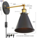 Axyaa Gold Industrial Wall Lamp with Pull Chain Switch and LED Lighting