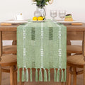 Axyaa Rustic Bed Runner with Tassel - Ivory/Grey/Green/Blue