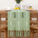 Axyaa Rustic Bed Runner with Tassel - Ivory/Grey/Green/Blue