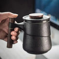 Axyaa Retro Ceramic Tea Cup with Wooden Handle, Filter, Creative Design, Office Gift